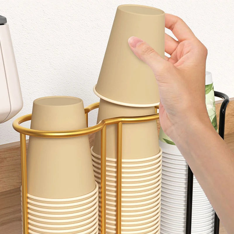 Disposable Cup Holder Iron Desktop Coffee Cup Storage Rack Cup Dispenser Rack QXL