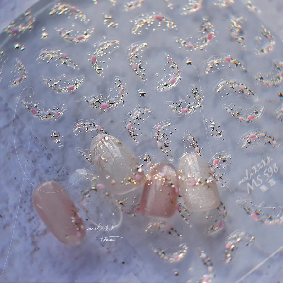 5D Crystal Diamond Nail Stickers | Pearl Chain French Decals Nail Art Stickers QXL