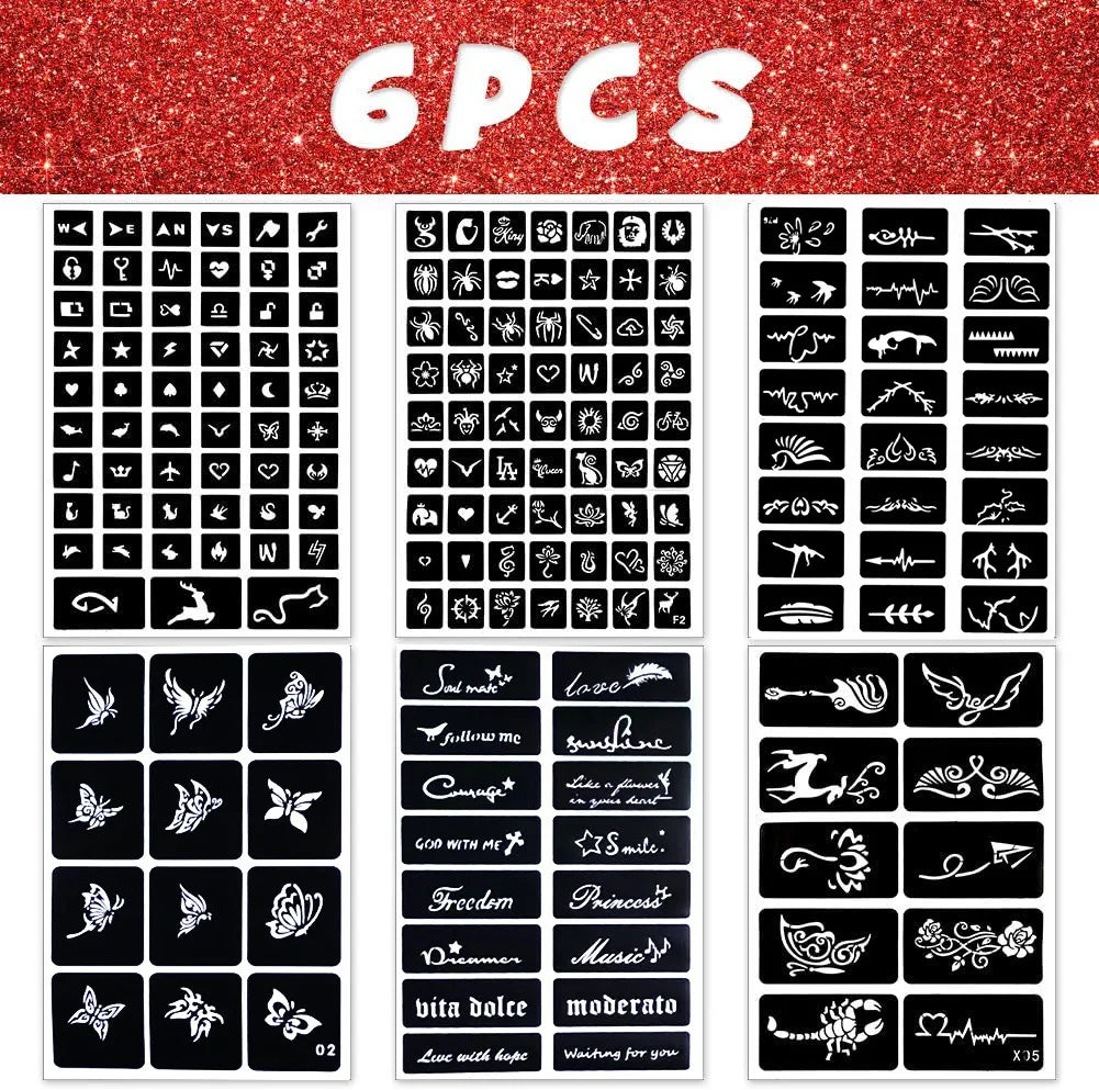 VERONNI 30-Color Glitter Tattoo Kit with Stencils – Kids & Adults Glitter Tattoo Kit QXL