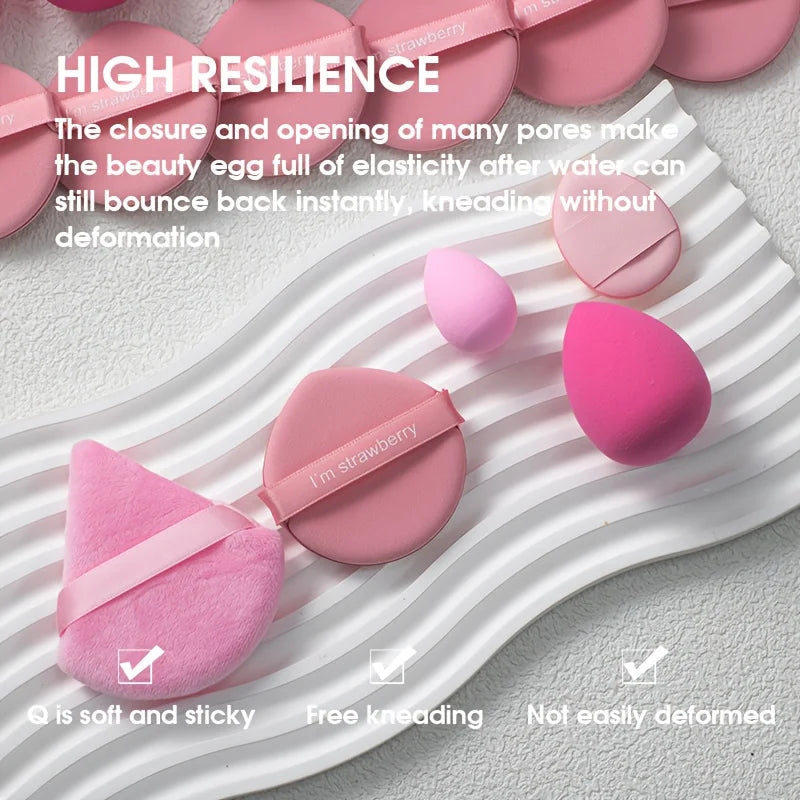 35-Piece Makeup Sponge & Puff Set | 5 Types, PU Applicators Makeup Sponge & Puff Set QXL