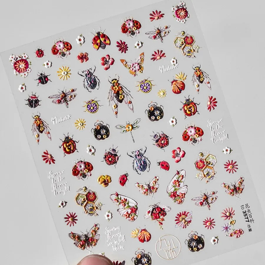 5D Insect Nail Art Stickers | Kawaii Japanese Adhesive Decals Nail Art Stickers QXL