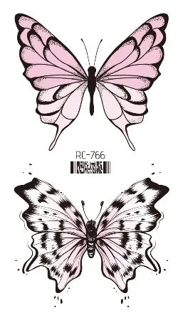 Pink Butterfly Temporary Tattoo Sticker | Waterproof Body Art Temporary Tattoo Sticker QXL RC-766