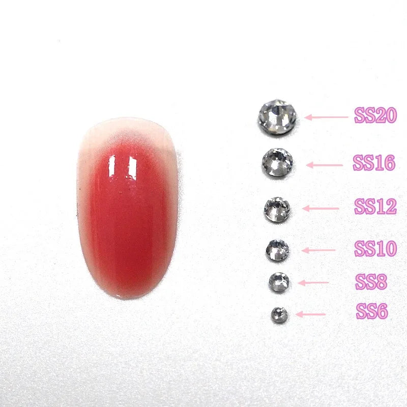 Multi-Size Flat-Back Crystal Nail Rhinestones | Clear Diamond Gems Nail Art Rhinestones QXL