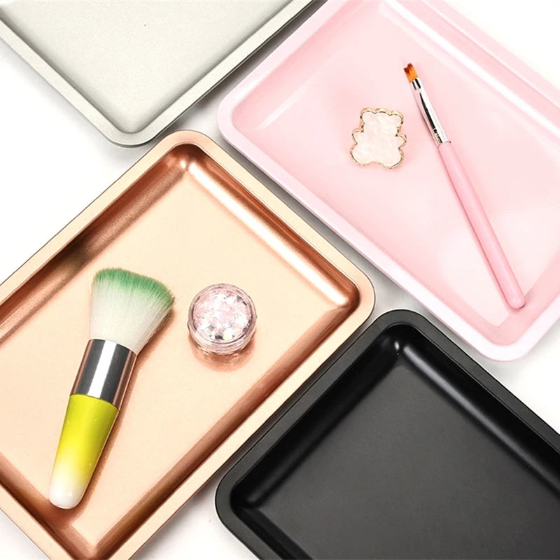Stainless Steel Nail Art Tray | Polish & False Nail Organizer Nail Art Storage Tray QXL