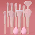 12-Pc Pink Makeup Brush Set with Sponges | KOSSHOW Kit Makeup Brush Set QXL Pink