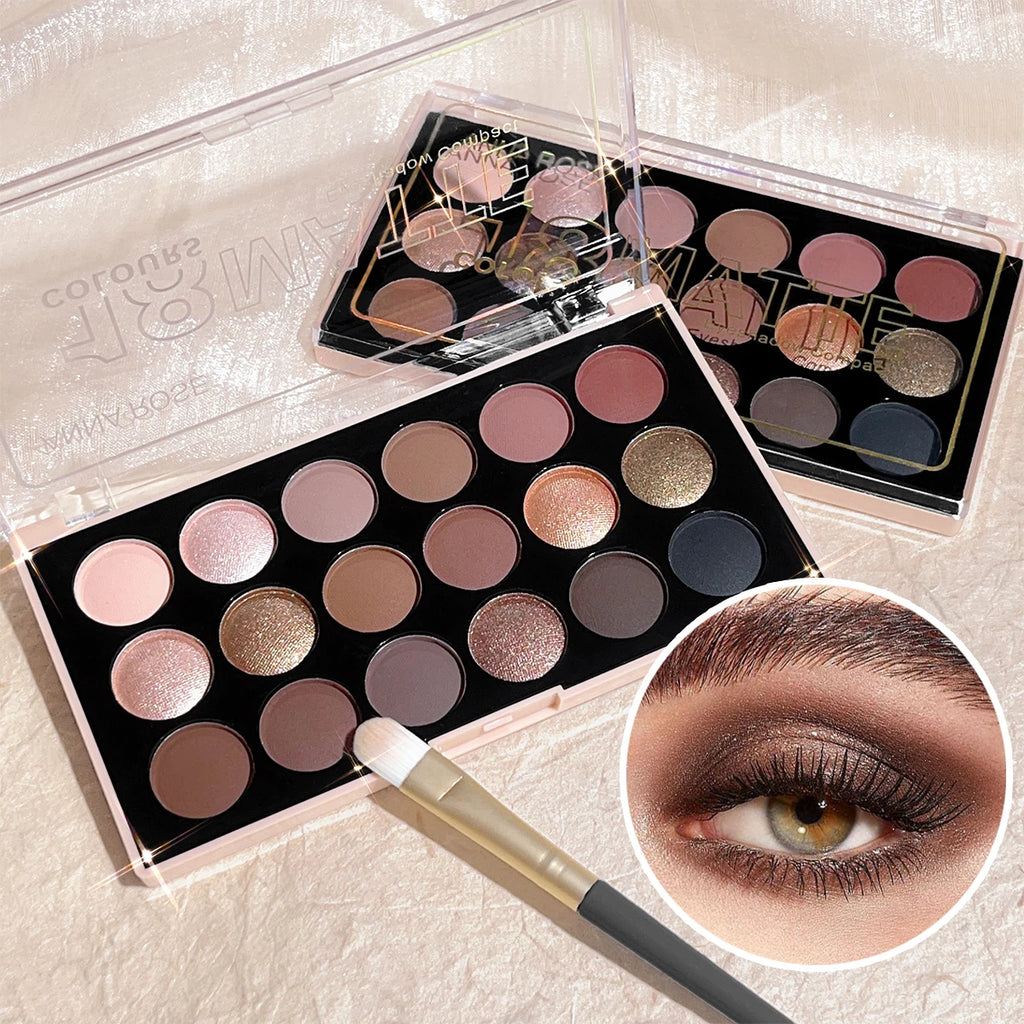 18-Color Eyeshadow Palette | Matte, Shimmer & Glitter Eyeshadow Palette QXL