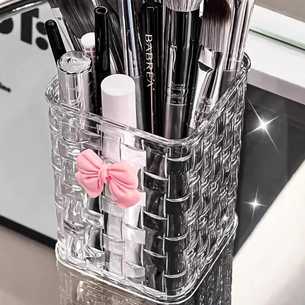 Transparent Bowknot Makeup Brush & Cosmetic Organizer Cosmetic Organizer QXL