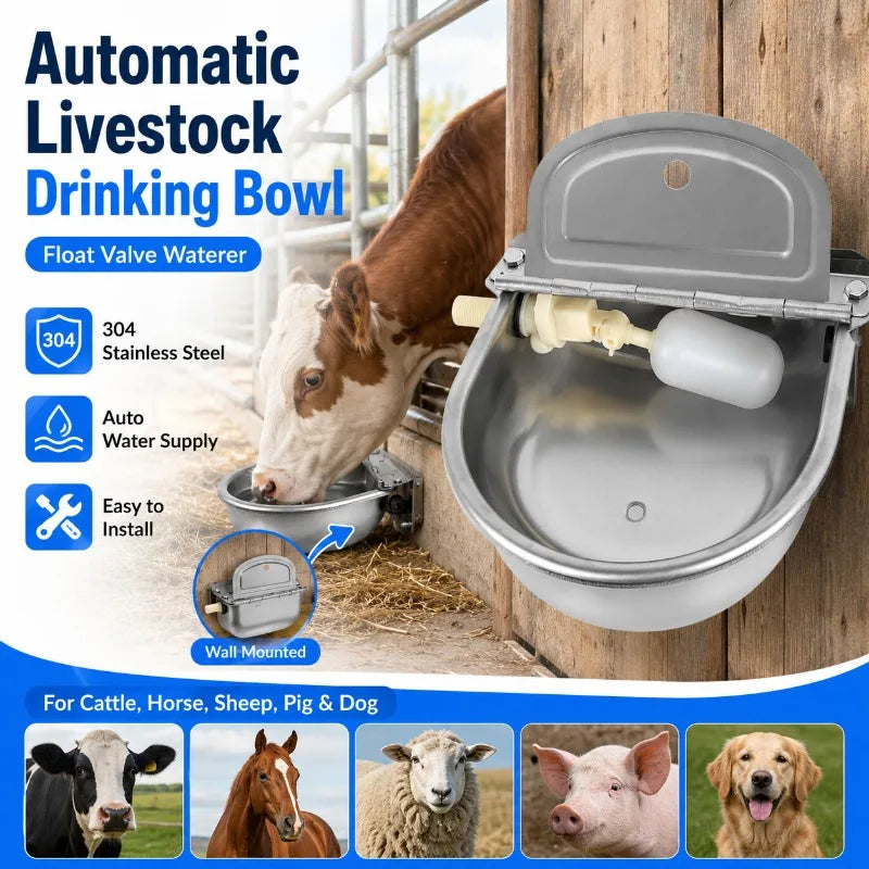 304 Stainless Steel Automatic Livestock Waterer | Float Valve Bowl Livestock Waterer Bowl QXL