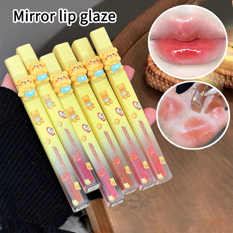 Cheesy Bear Mirror Lip Glaze – Sheer Nude Glossy Lip Gloss Lip Gloss QXL
