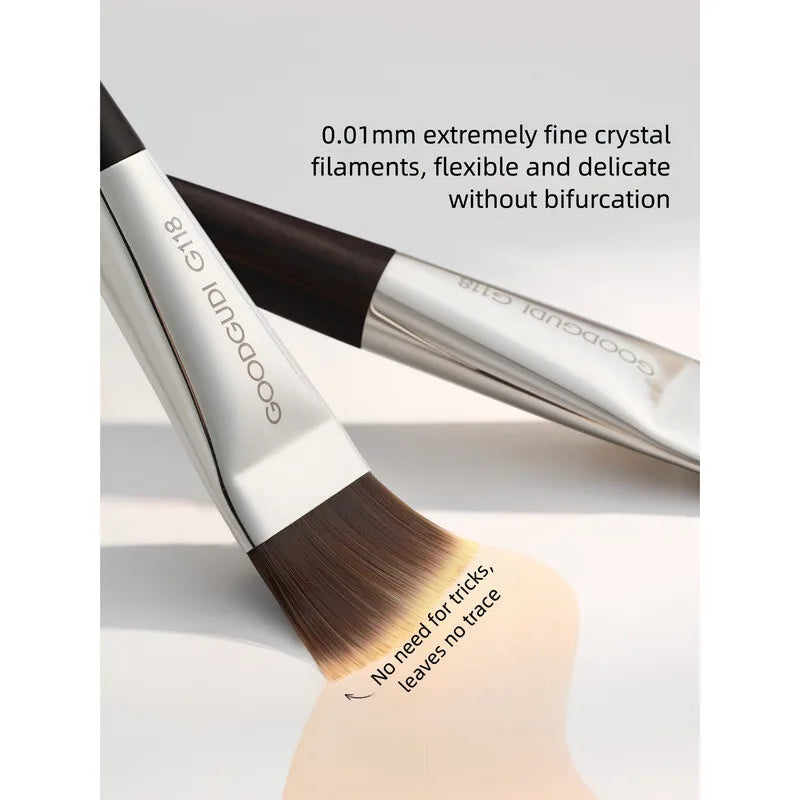 Flat Foundation Brush – Wool Fiber, No-Mark, Metal Handle Foundation Brush QXL