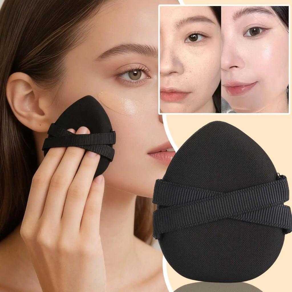 Black PU Leather Air Cushion Puff | Dry & Wet Makeup Applicator Makeup Cushion Puff QXL