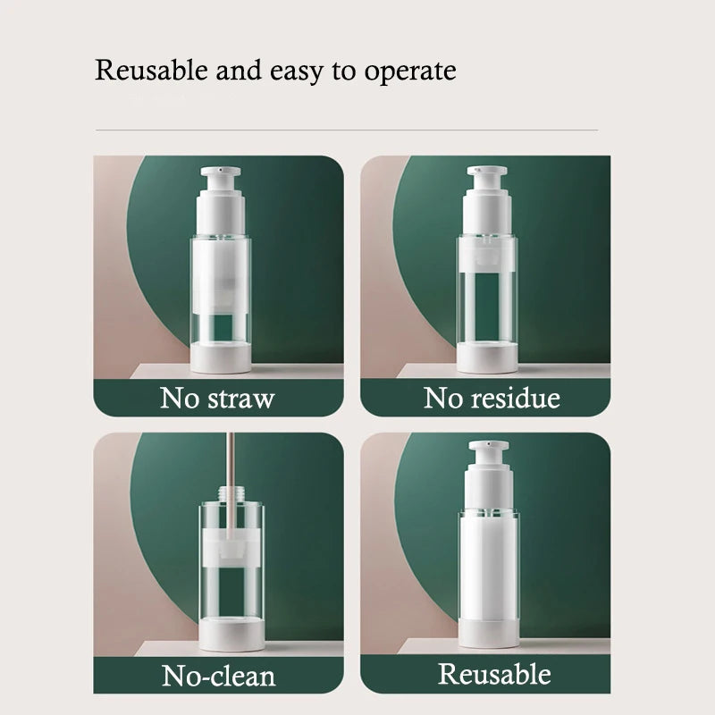 Airless Vacuum Refillable Travel Bottles 15–100ml Pump & Spray Refillable Travel Bottle QXL