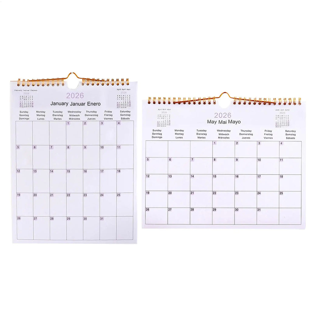 2026 Multilingual Coil Wall Calendar – 12 Month Planner Wall Calendar QXL