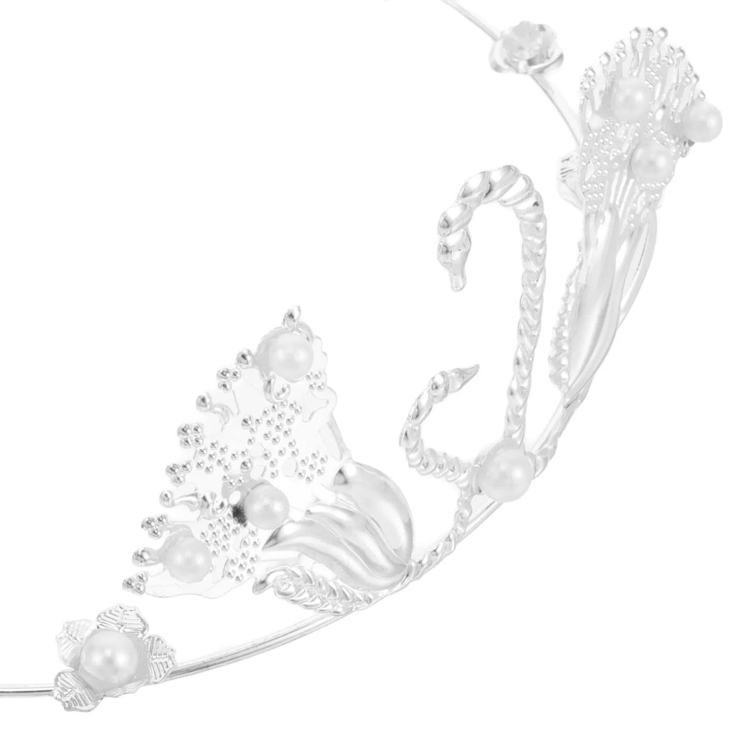 Pearl Crown Cake Topper – Mini Swan Tiara for Weddings & Parties Cake Topper Decoration QXL