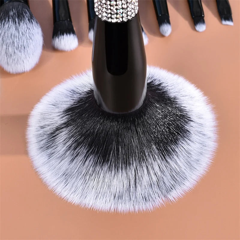 10/12-Pc Diamond Rhinestone Makeup Brush Set | Soft Synthetic Makeup Brush Set QXL