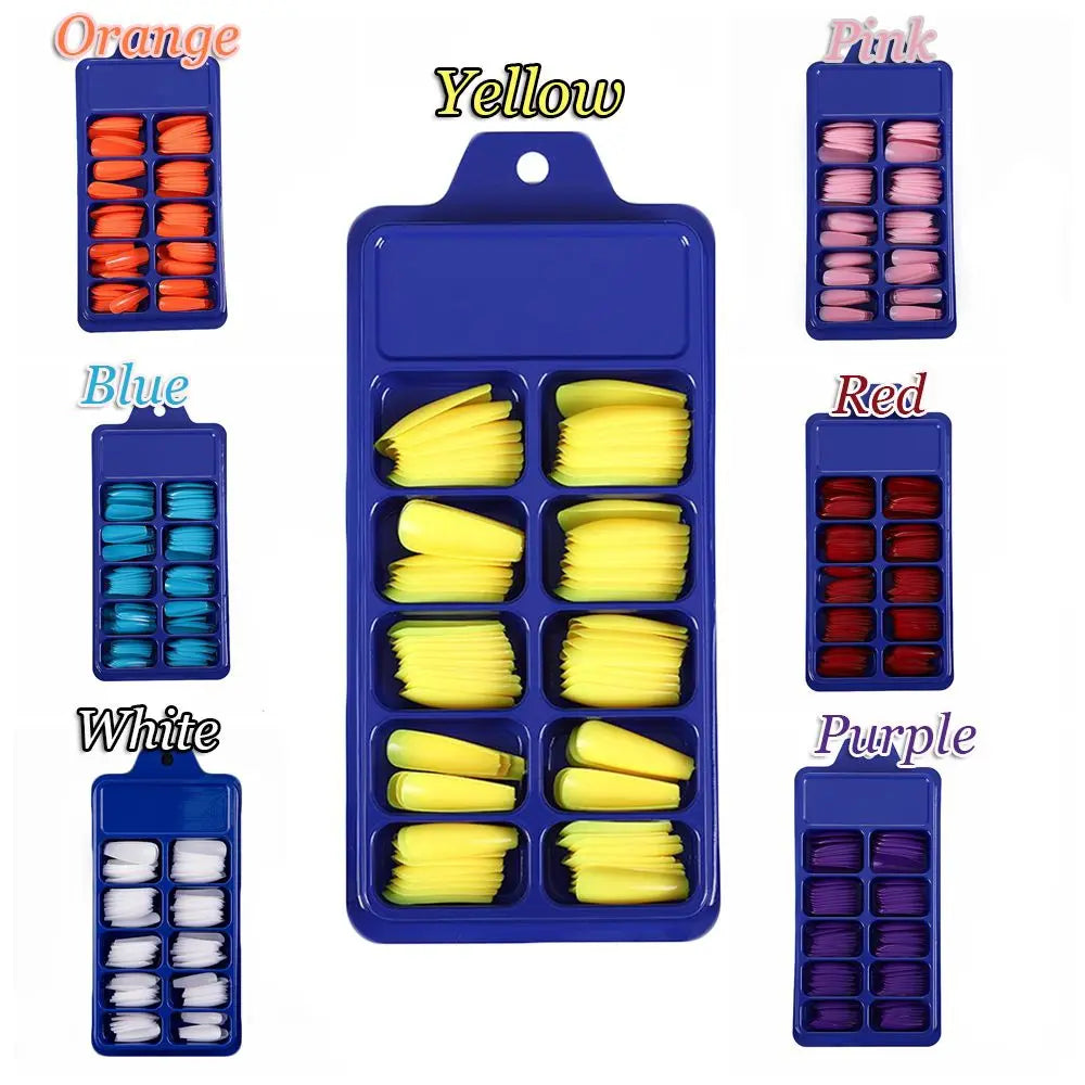100-Pack Coffin False Nail Tips | Long Ballerina Full Cover False Nail Tips QXL