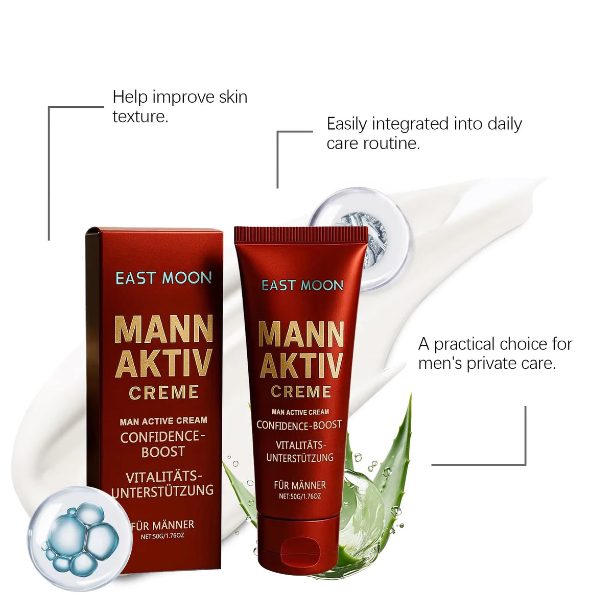 Mann Aktiv Creme 50g – Men's Daily Moisturizing Body Cream Men's Body Cream QXL