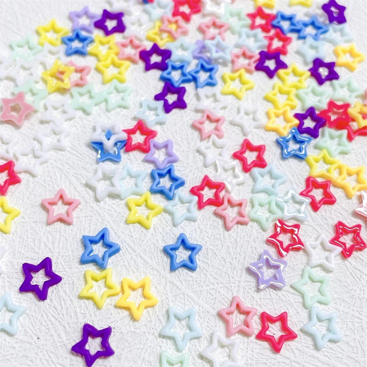 20-Pack 3D Macaron Star Resin Nail Charms | Kawaii Hollow DIY Resin Nail Charms QXL