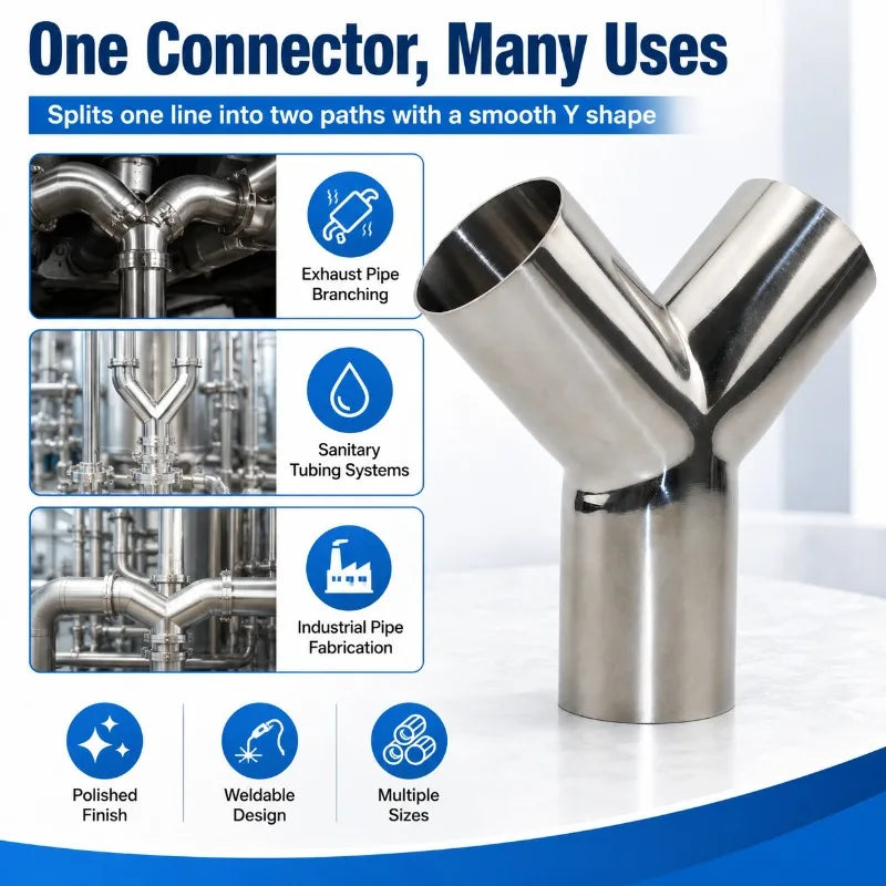 304 Stainless Steel Y-Type 3-Way Pipe Connector 25–76mm Pipe Tee Fitting QXL