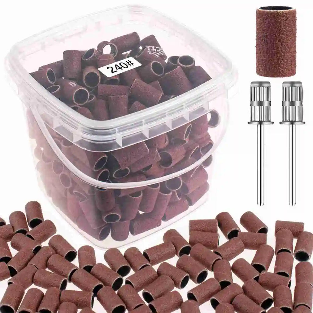 200+2Pc Nail Sanding Bands 180 & 240 Grit | Drill Bit Files Nail Sanding Bands QXL 240 202Pcs