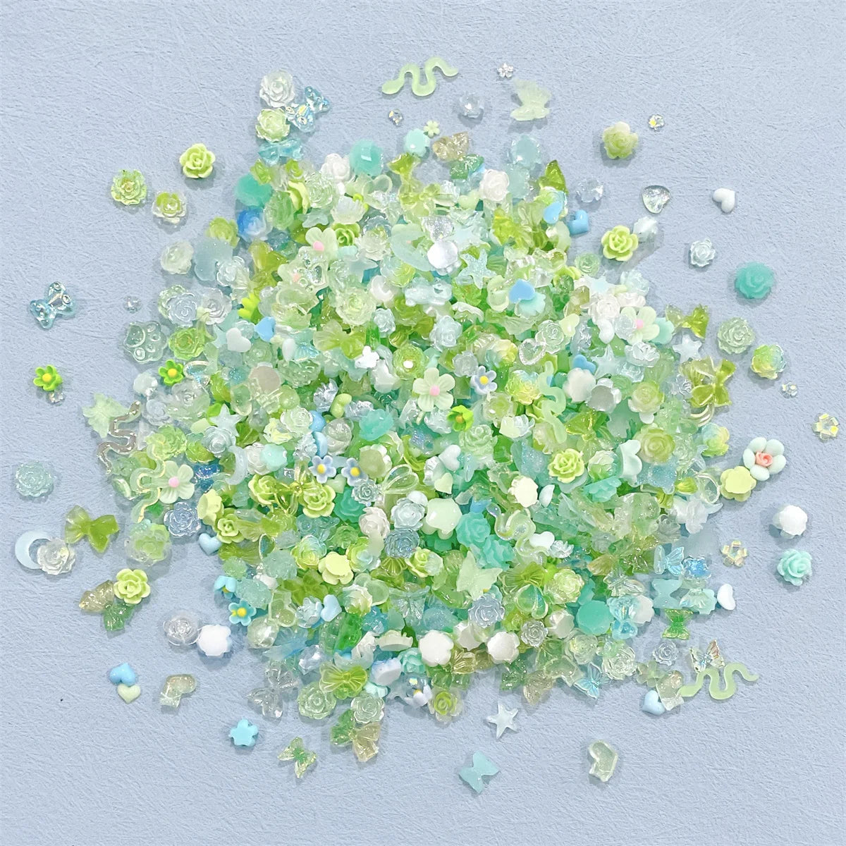 50-Pc 3D Kawaii Resin Nail Charms | Mixed Rhinestone Decor Nail Art Charms QXL 50pcs