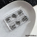 3D Metal Punk Circle Nail Charms | 30/60-Pack Black & White Nail Art Charms QXL B