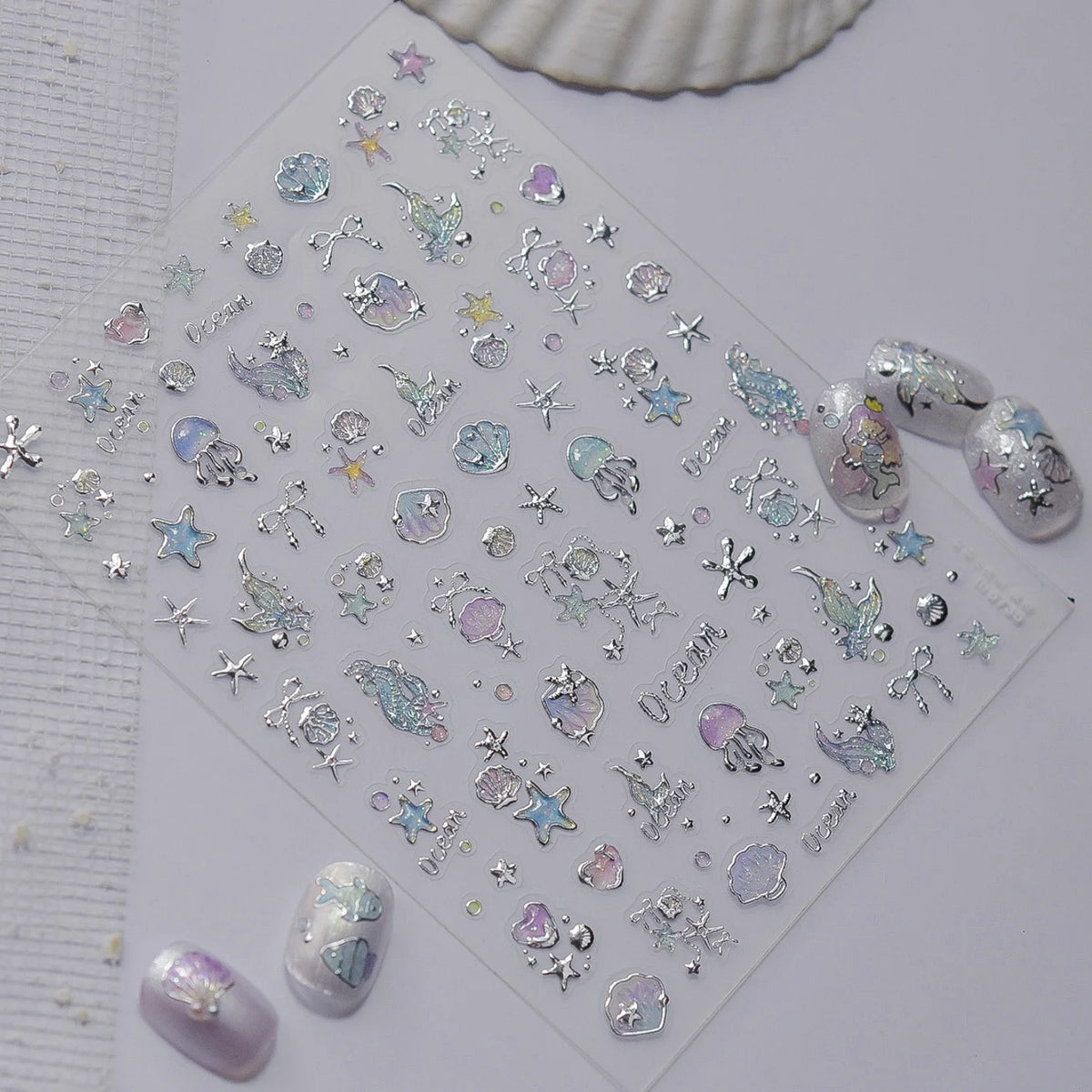 5D Ocean Nail Stickers – Mermaid, Jellyfish & Sea Decals Nail Art Stickers QXL