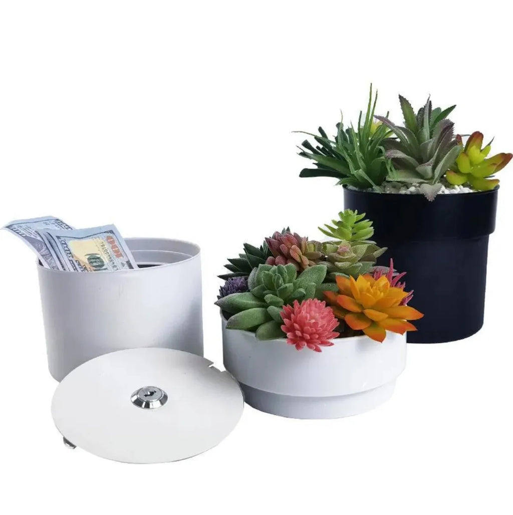Flowerpot Secret Storage Box | Password Lock Iron Safe Hidden Safe Box QXL