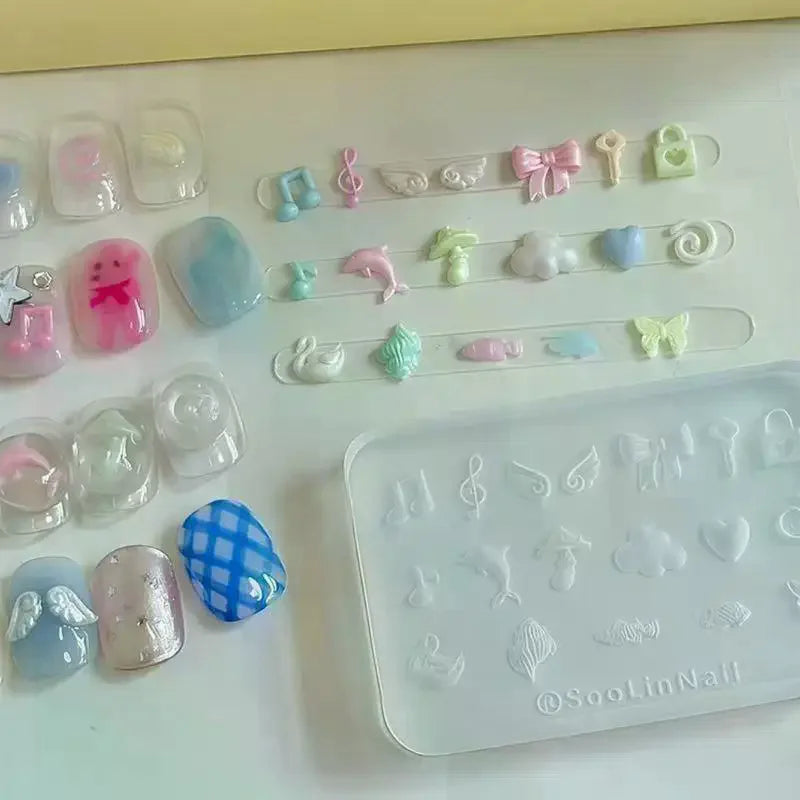 Y2K Silicone Nail Mold | Dolphin, Puppy & Bowknot Designs Silicone Nail Mold QXL