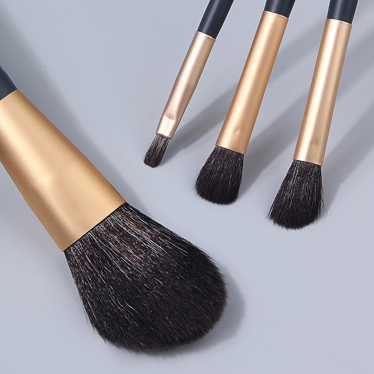 7-Piece Makeup Brush & Velvet Powder Puff Kit | Wood Handles Makeup Brush Set QXL