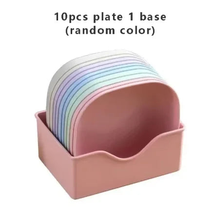 10-Pack Reusable Oval Snack & Dessert Plates with Candy Base Serving Plates Set QXL 10pcs 1 1