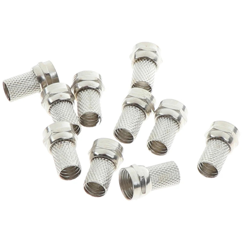 10-Pack Screw-On F Connectors for RG6 Coax Cable | Twist-On Coax Cable Connector QXL