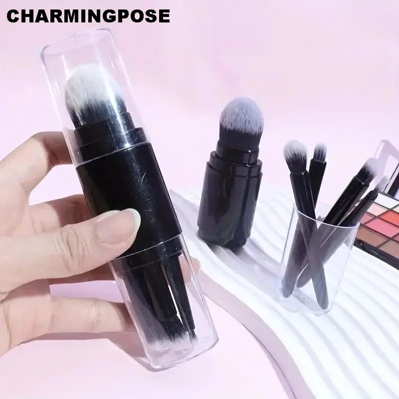 5-in-1 Retractable Mini Makeup Brush Set for Travel & Home Travel Makeup Brush Set QXL
