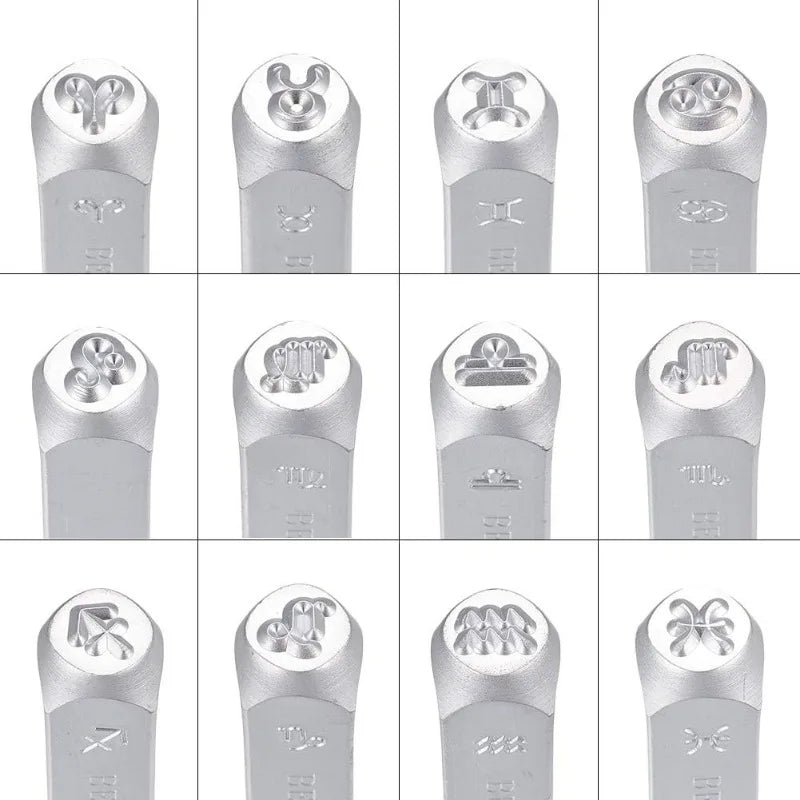 12-Piece Zodiac Constellation Metal Stamp Set with Case Metal Stamp Set QXL