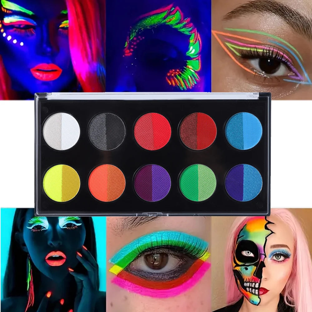 VERONNI UV Glow Face & Body Paint | Fluorescent Two-Colour UV Face & Body Paint QXL