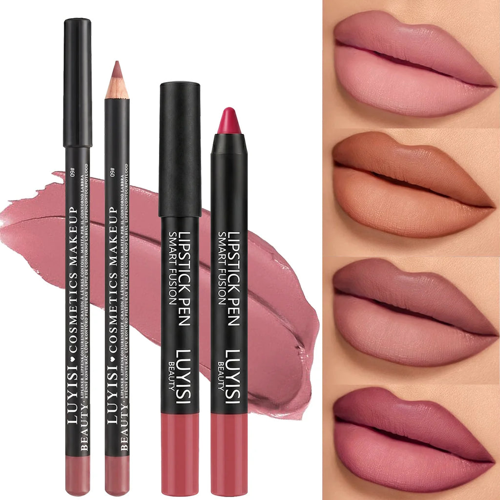 Velvet Lip Set – Matte Lip Liner & Waterproof Lipstick Pencil 2pc Lip Liner & Lipstick Set QXL