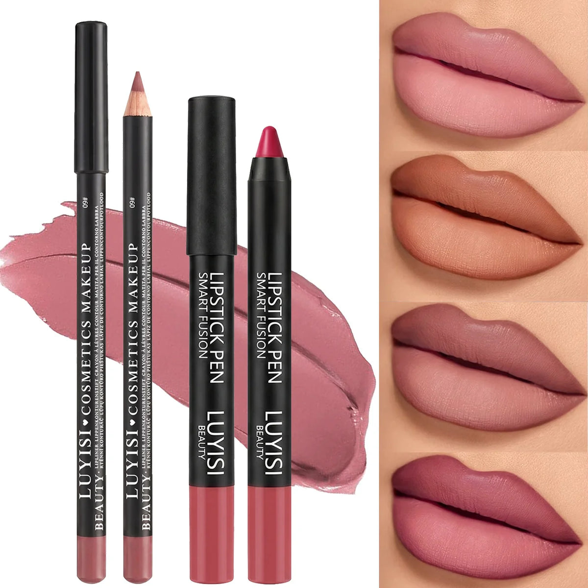 Velvet Lip Set – Matte Lip Liner & Waterproof Lipstick Pencil 2pc Lip Liner & Lipstick Set QXL