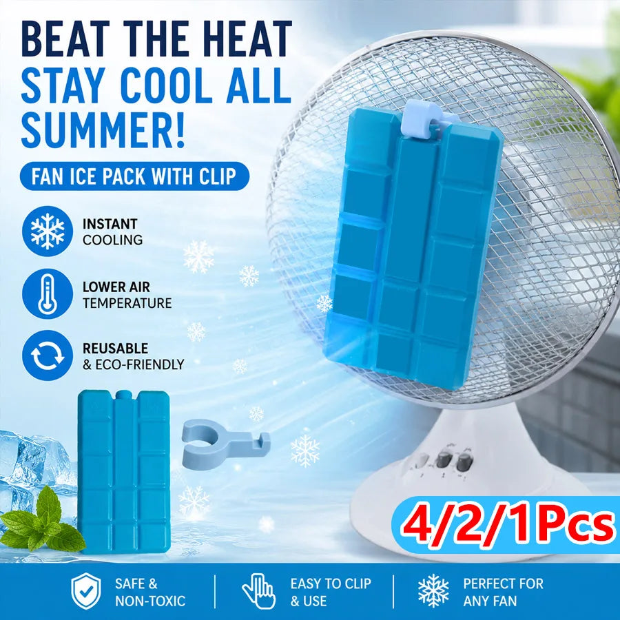 Reusable Fan Ice Cooling Kit with Clips | 1/2/4 Pack Fan Cooling Kit QXL