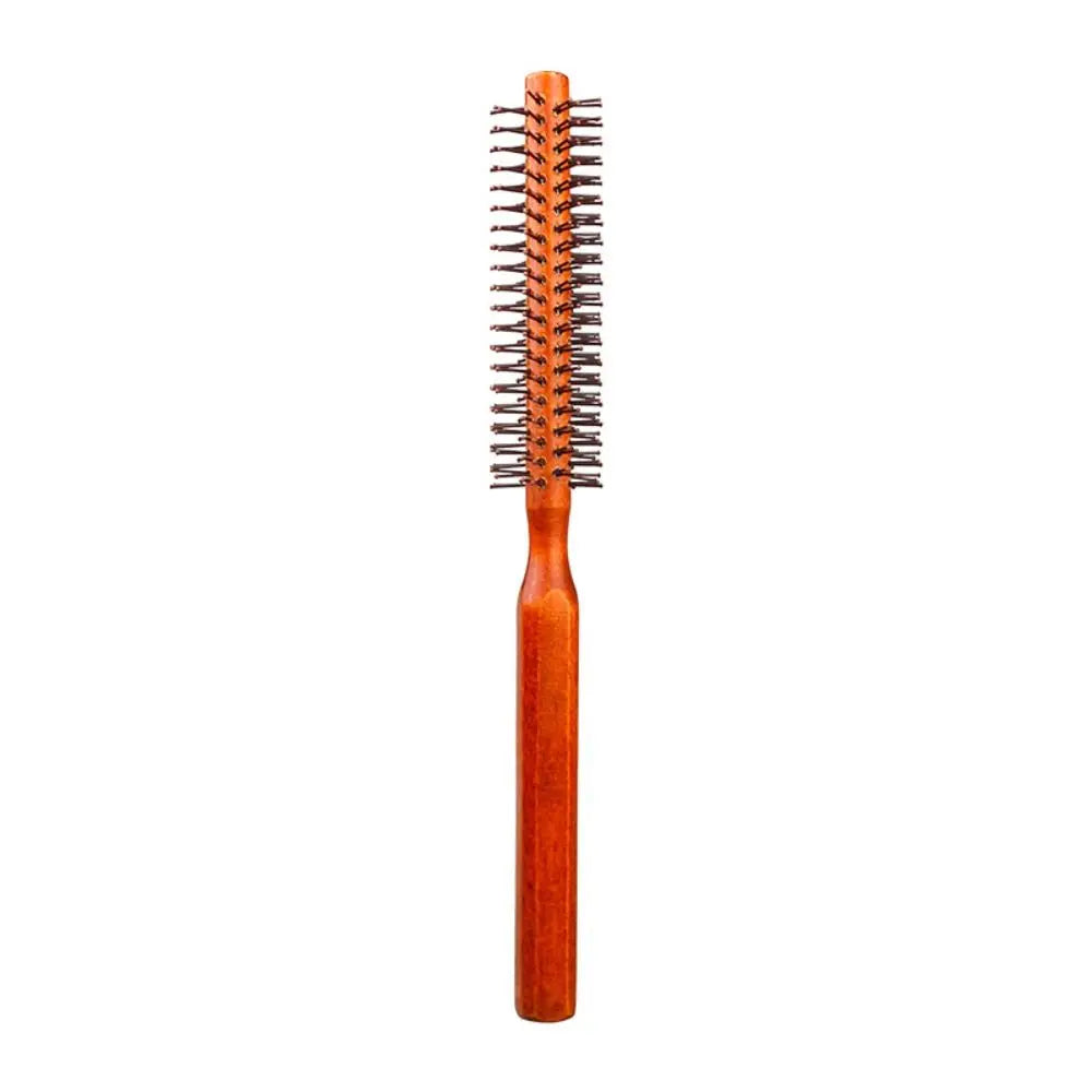Round Wooden Beard Comb & Hair Brush Roller | Anti-Static Round Hair Brush QXL As the picture shows