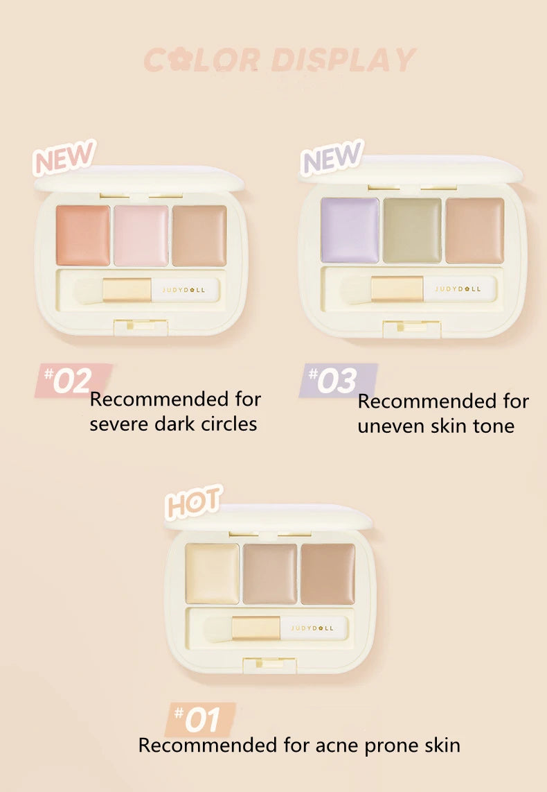 Judydoll 3-Color Concealer Palette | Waterproof Full Coverage Concealer Palette QXL