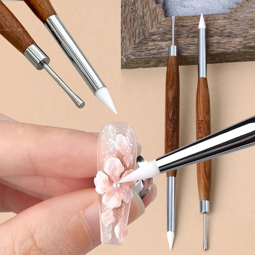 Double-Ended Silicone Poly Gel Nail Art Pen | Carving Spatula Nail Art Pen QXL