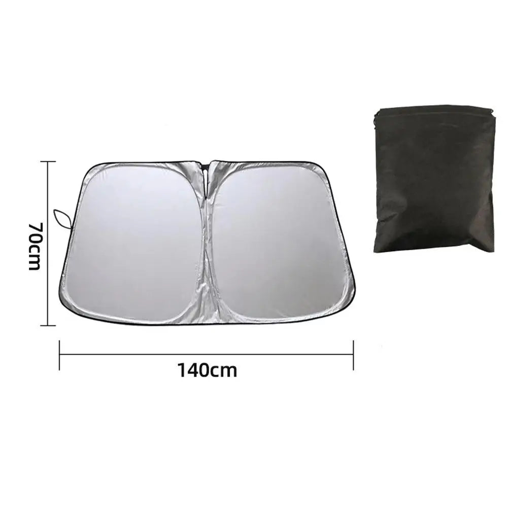 Foldable Car Windshield Sunshade | Titanium Silver UV Shield Car Windshield Sunshade QXL B