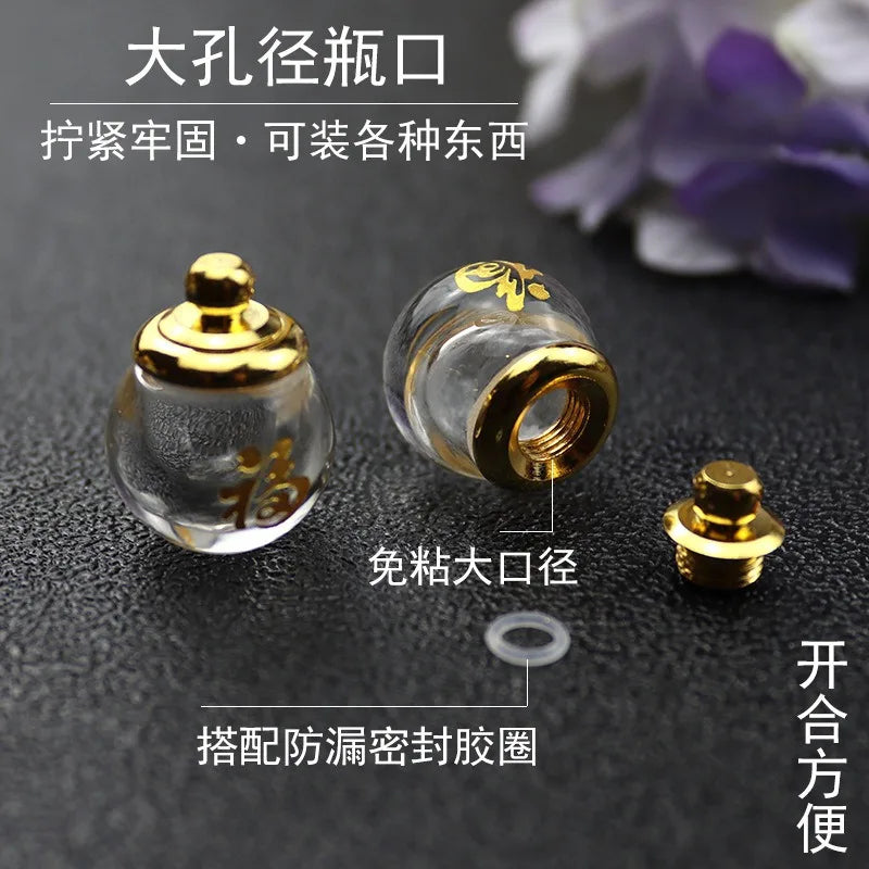 1ml Glass Blessing Vial Pendant | Copper Cap DIY Charm Glass Vial Pendant QXL