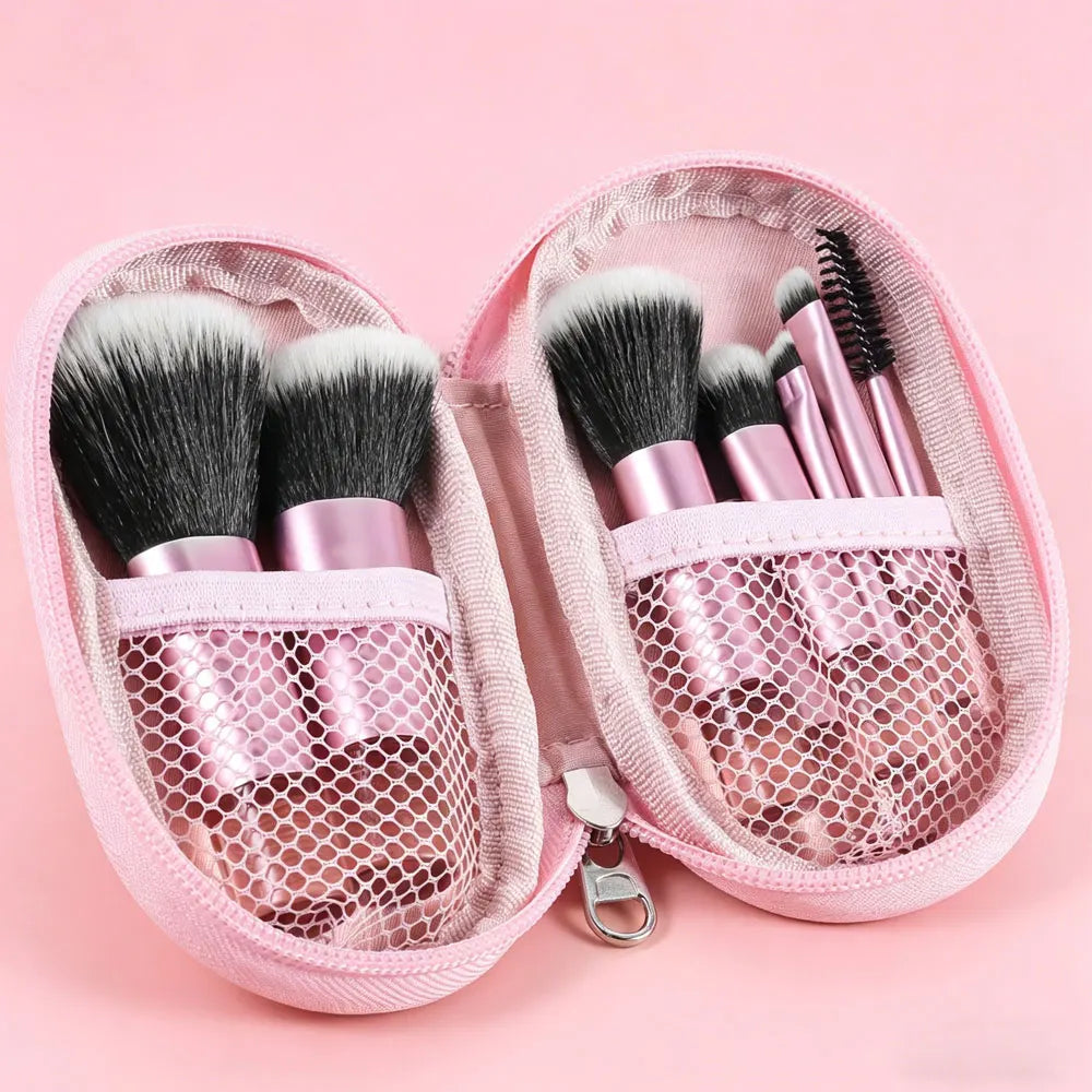 10-Piece Mini Travel Makeup Brush Set with Storage Pouch Travel Makeup Brush Set QXL