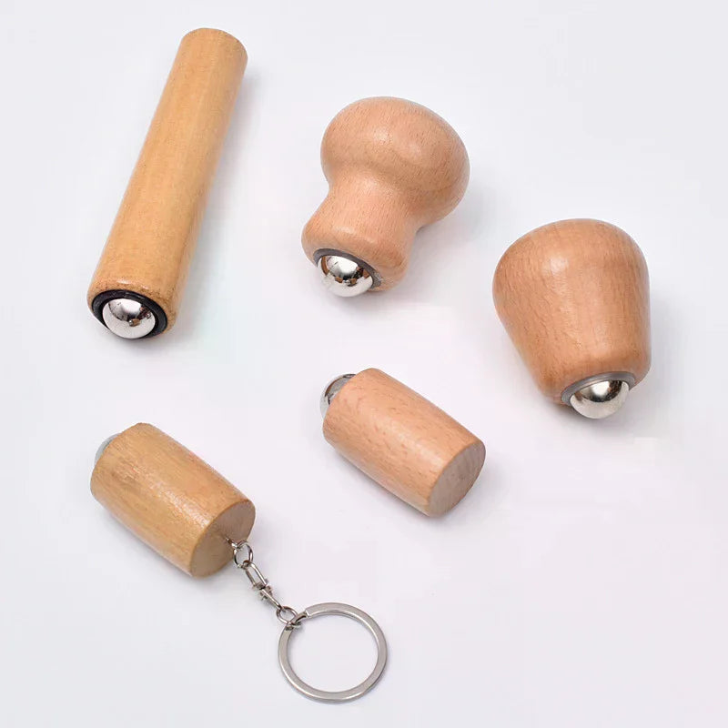 Wooden Facial Massage Roller | Iron Ball Hot & Cold Face Tool Facial Massage Roller QXL