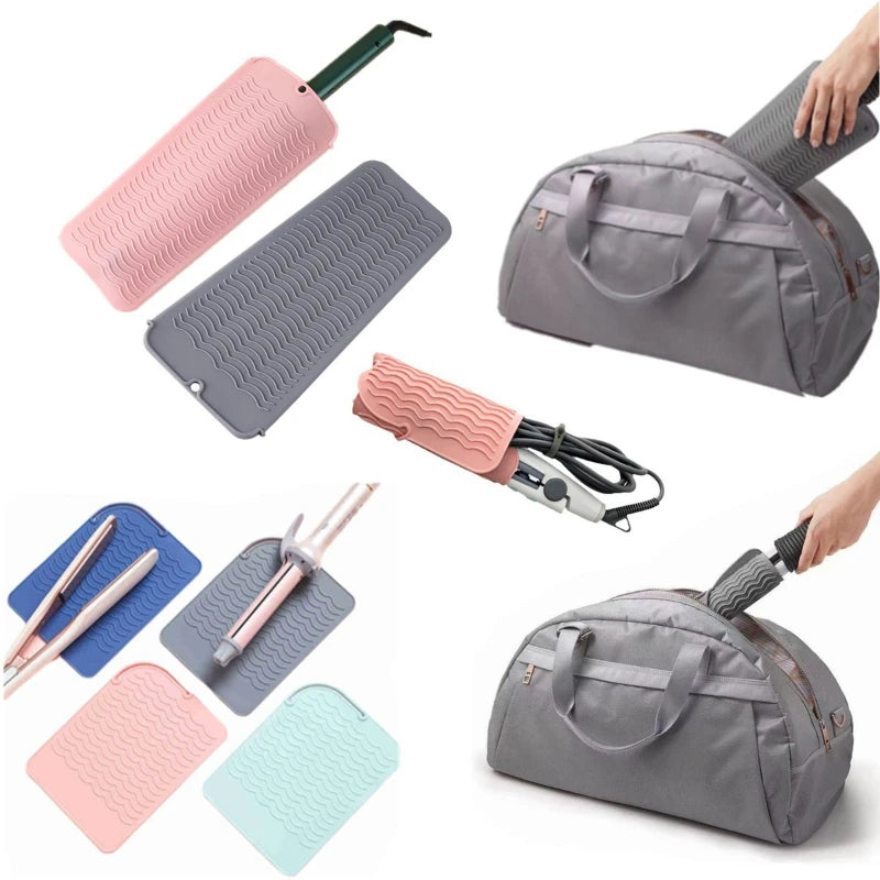 Silicone Heat Resistant Mat & Pouch for Flat Irons | 450°F Hair Tool Mat QXL