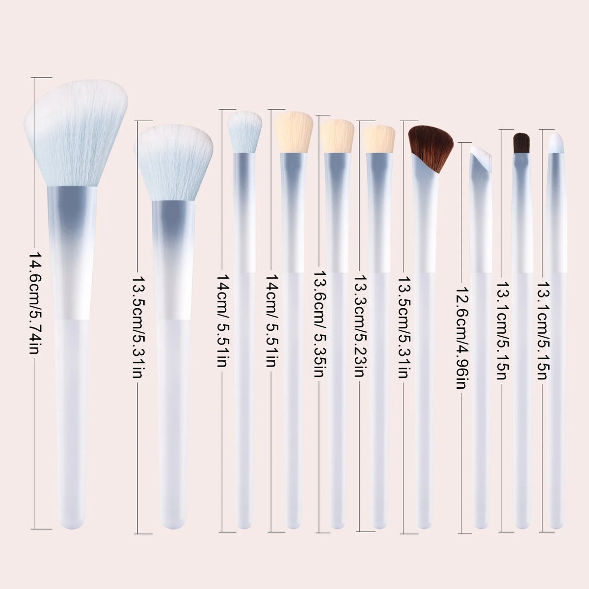 Ronshadow 10-Pc Makeup Brush Set | Transparent Handle Makeup Brush Set QXL
