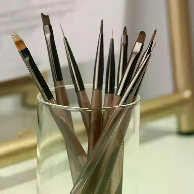 9-Piece Nail Art Brush Set | Gel Liner Ombre & Carving Pens Nail Art Brush Set QXL
