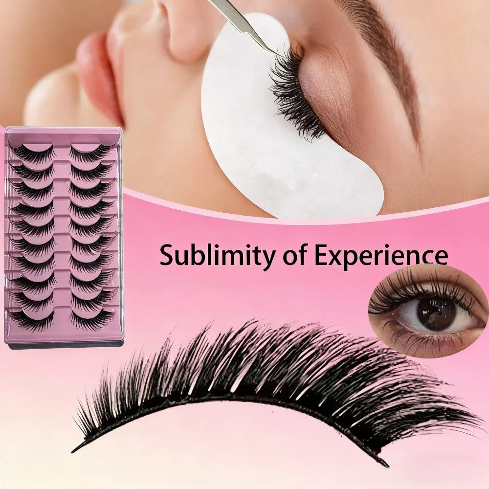 Korean Manga False Lashes 10 Pairs | Natural Brown Cluster Kit False Lash Kit QXL