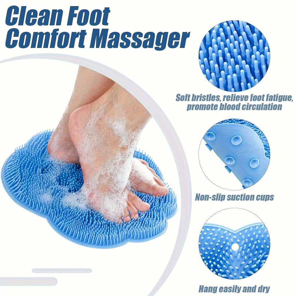 Silicone Foot Scrubber Mat with Suction Cups | Shower Exfoliator Foot Scrubber Mat QXL